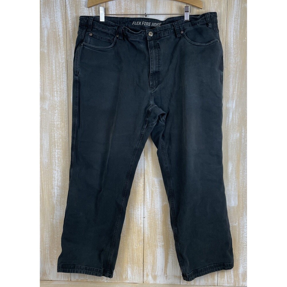 Duluth Trading Flex Fire Hose Mens Pants 44x30 (40x38) Black Denim Stretch Relax